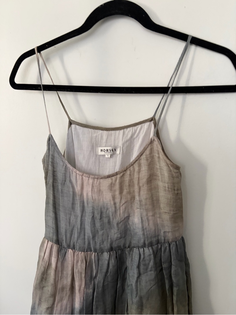 Horses Atelier Silk-Linen Earthy bohemian ombre slip dress - Size 1/ S - Picture 2 of 13